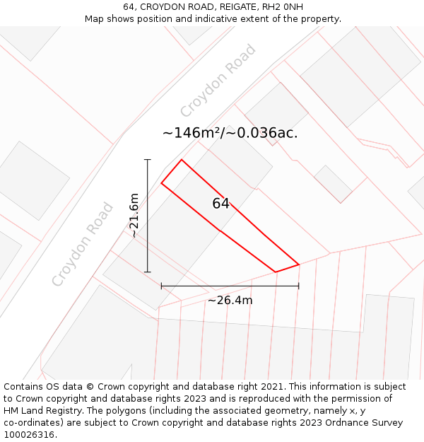 64, CROYDON ROAD, REIGATE, RH2 0NH: Plot and title map