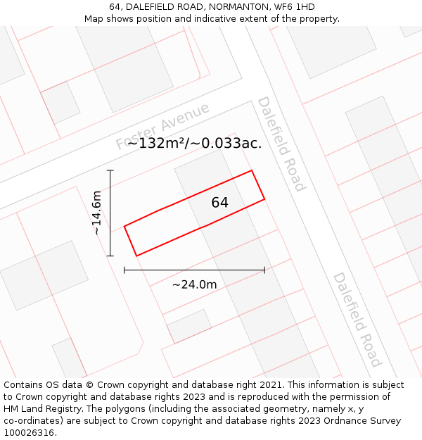 64, DALEFIELD ROAD, NORMANTON, WF6 1HD: Plot and title map