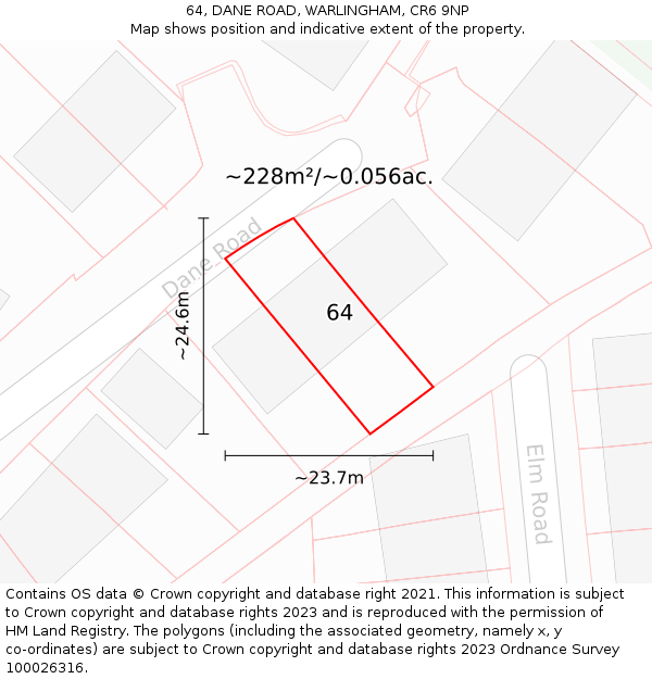 64, DANE ROAD, WARLINGHAM, CR6 9NP: Plot and title map