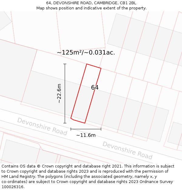 64, DEVONSHIRE ROAD, CAMBRIDGE, CB1 2BL: Plot and title map