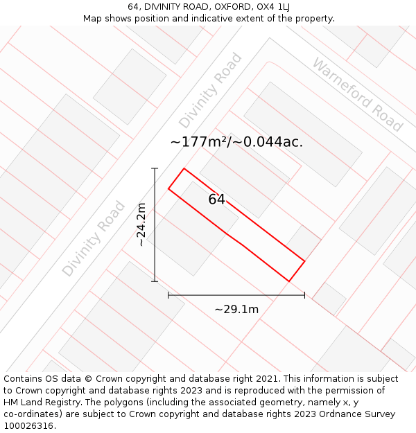 64, DIVINITY ROAD, OXFORD, OX4 1LJ: Plot and title map