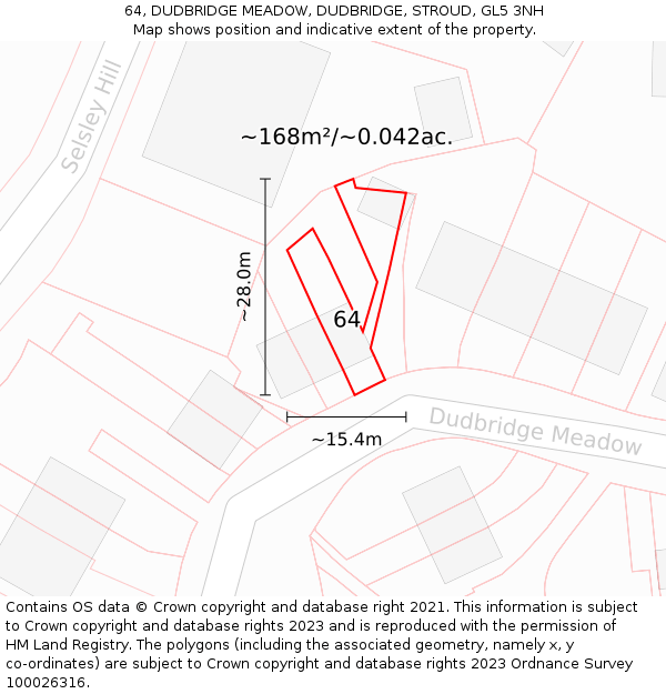 64, DUDBRIDGE MEADOW, DUDBRIDGE, STROUD, GL5 3NH: Plot and title map