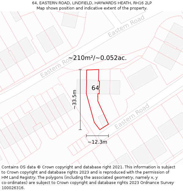 64, EASTERN ROAD, LINDFIELD, HAYWARDS HEATH, RH16 2LP: Plot and title map