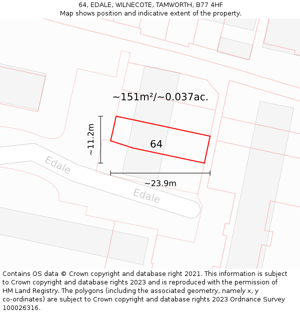 64, EDALE, WILNECOTE, TAMWORTH, B77 4HF: Plot and title map