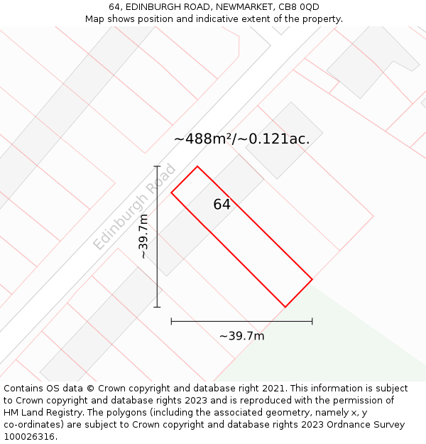 64, EDINBURGH ROAD, NEWMARKET, CB8 0QD: Plot and title map