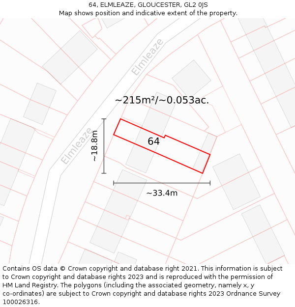 64, ELMLEAZE, GLOUCESTER, GL2 0JS: Plot and title map