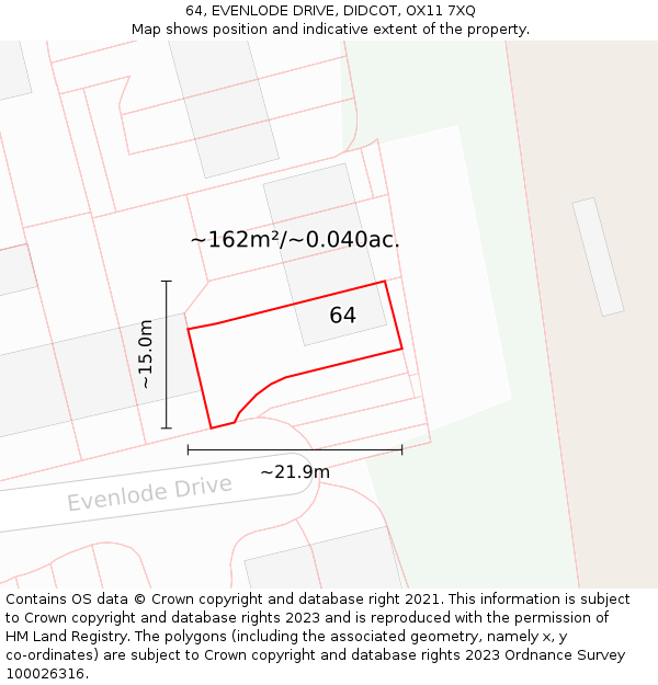64, EVENLODE DRIVE, DIDCOT, OX11 7XQ: Plot and title map
