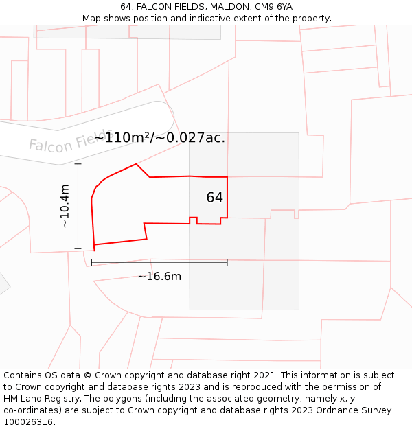 64, FALCON FIELDS, MALDON, CM9 6YA: Plot and title map