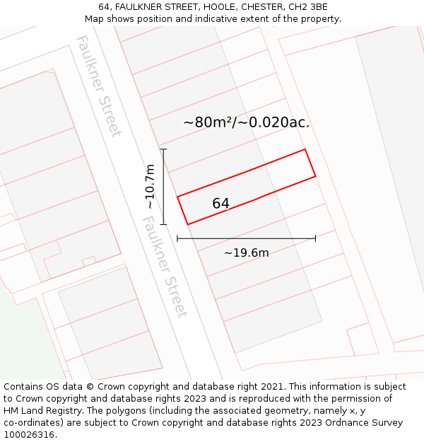 64, FAULKNER STREET, HOOLE, CHESTER, CH2 3BE: Plot and title map