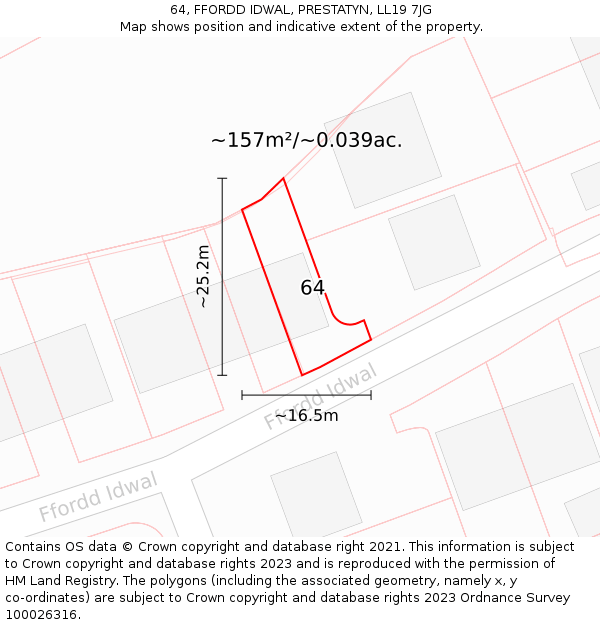 64, FFORDD IDWAL, PRESTATYN, LL19 7JG: Plot and title map