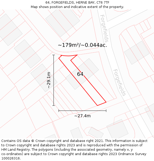 64, FORGEFIELDS, HERNE BAY, CT6 7TF: Plot and title map