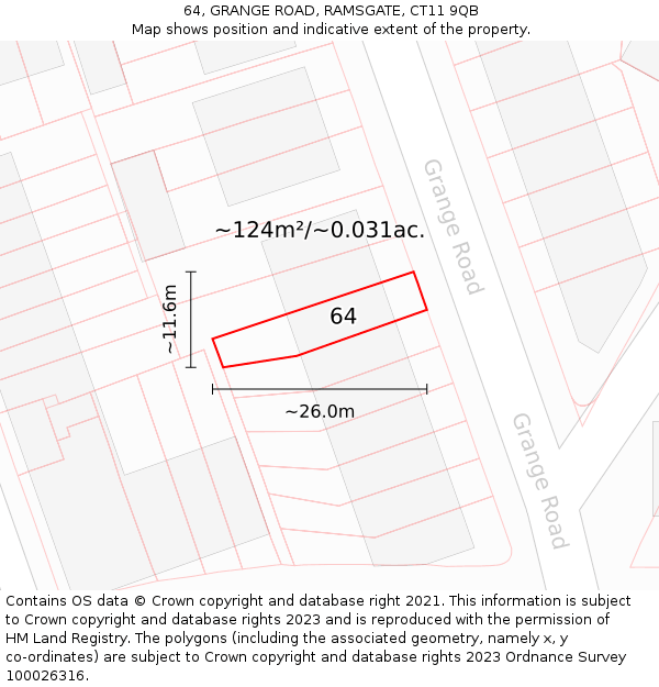 64, GRANGE ROAD, RAMSGATE, CT11 9QB: Plot and title map