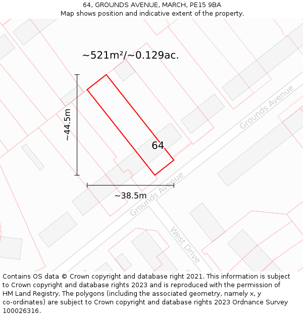 64, GROUNDS AVENUE, MARCH, PE15 9BA: Plot and title map