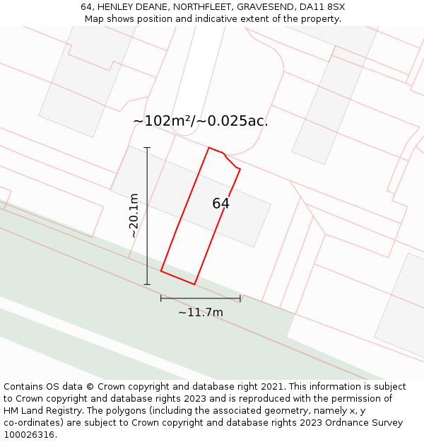 64, HENLEY DEANE, NORTHFLEET, GRAVESEND, DA11 8SX: Plot and title map