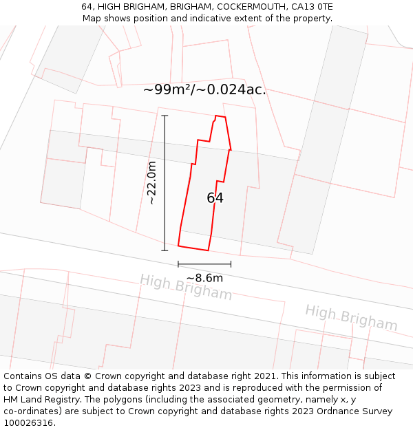 64, HIGH BRIGHAM, BRIGHAM, COCKERMOUTH, CA13 0TE: Plot and title map