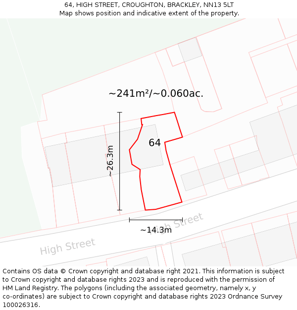 64, HIGH STREET, CROUGHTON, BRACKLEY, NN13 5LT: Plot and title map