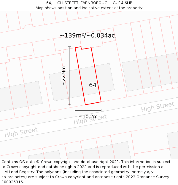 64, HIGH STREET, FARNBOROUGH, GU14 6HR: Plot and title map