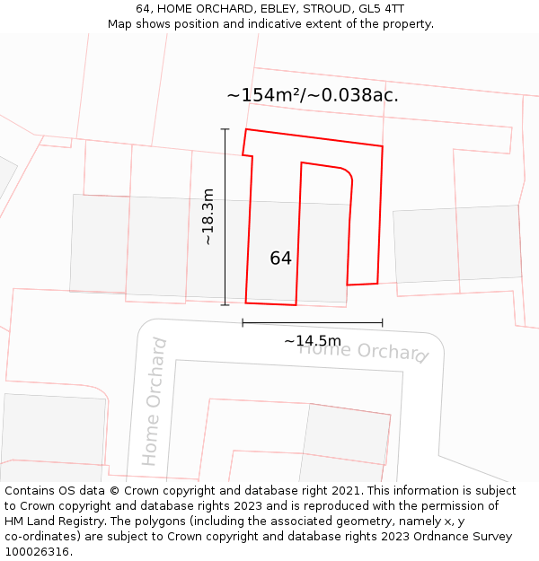 64, HOME ORCHARD, EBLEY, STROUD, GL5 4TT: Plot and title map