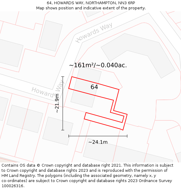 64, HOWARDS WAY, NORTHAMPTON, NN3 6RP: Plot and title map
