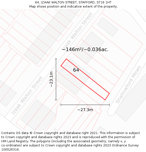 64, IZAAK WALTON STREET, STAFFORD, ST16 1HT: Plot and title map
