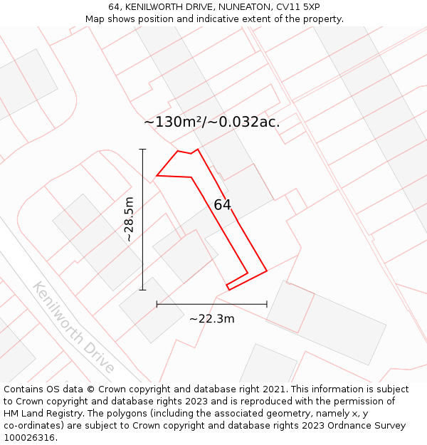 64, KENILWORTH DRIVE, NUNEATON, CV11 5XP: Plot and title map