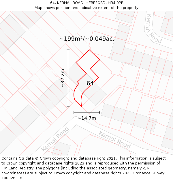 64, KERNAL ROAD, HEREFORD, HR4 0PR: Plot and title map