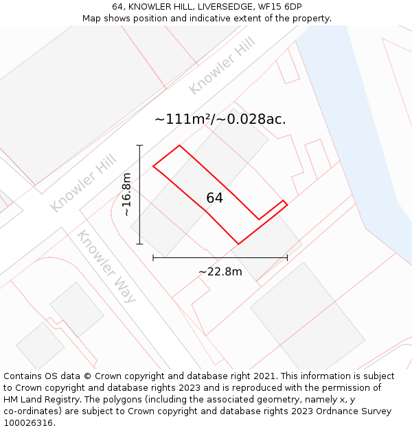 64, KNOWLER HILL, LIVERSEDGE, WF15 6DP: Plot and title map