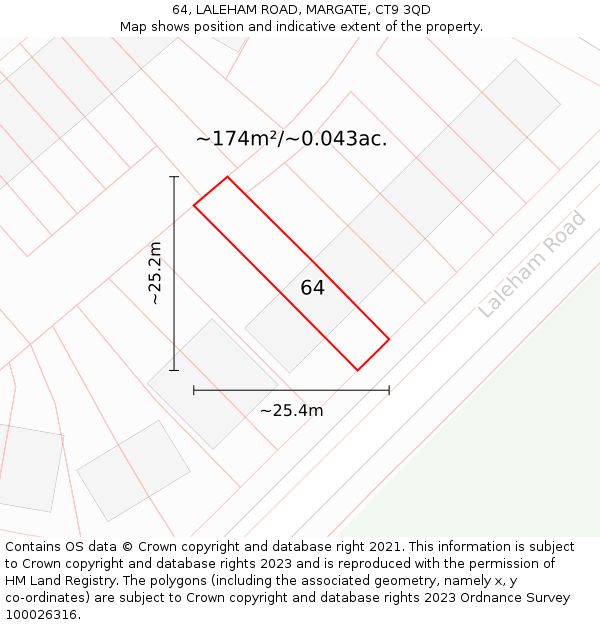 64, LALEHAM ROAD, MARGATE, CT9 3QD: Plot and title map