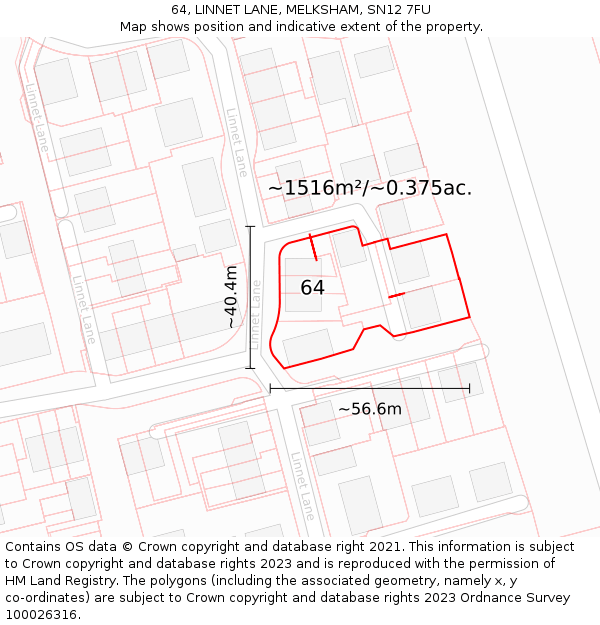 64, LINNET LANE, MELKSHAM, SN12 7FU: Plot and title map