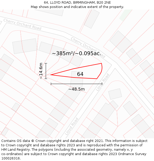 64, LLOYD ROAD, BIRMINGHAM, B20 2NE: Plot and title map
