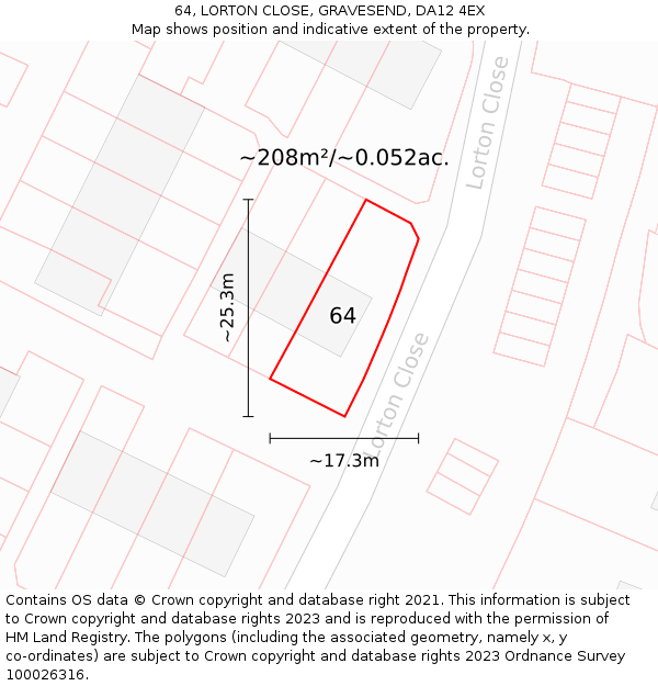 64, LORTON CLOSE, GRAVESEND, DA12 4EX: Plot and title map