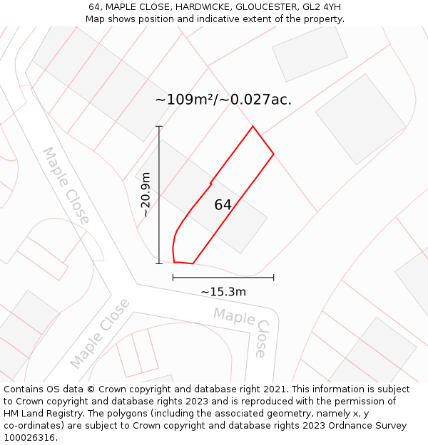 64, MAPLE CLOSE, HARDWICKE, GLOUCESTER, GL2 4YH: Plot and title map