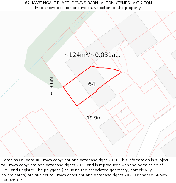 64, MARTINGALE PLACE, DOWNS BARN, MILTON KEYNES, MK14 7QN: Plot and title map