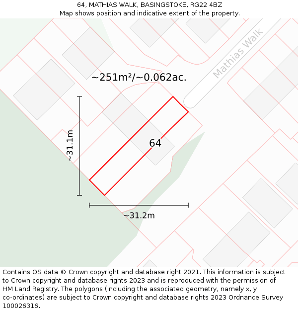 64, MATHIAS WALK, BASINGSTOKE, RG22 4BZ: Plot and title map