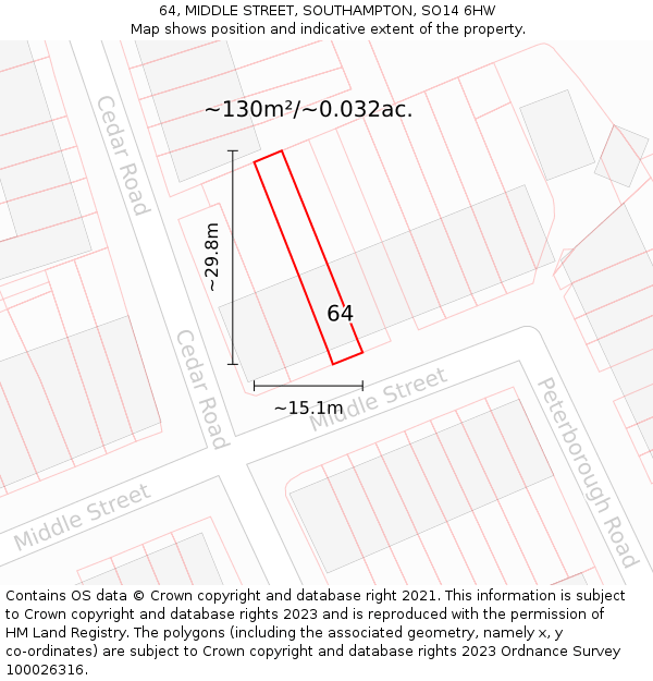 64, MIDDLE STREET, SOUTHAMPTON, SO14 6HW: Plot and title map