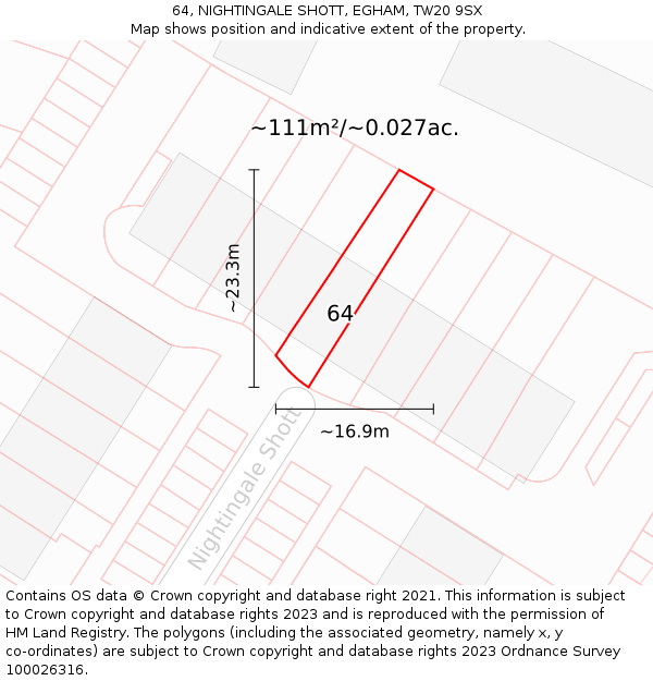 64, NIGHTINGALE SHOTT, EGHAM, TW20 9SX: Plot and title map