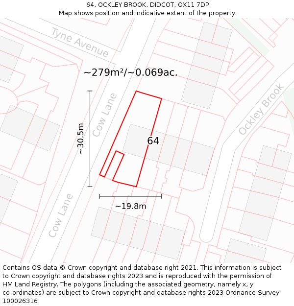 64, OCKLEY BROOK, DIDCOT, OX11 7DP: Plot and title map