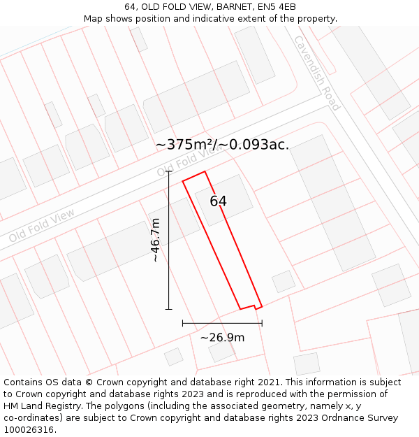 64, OLD FOLD VIEW, BARNET, EN5 4EB: Plot and title map