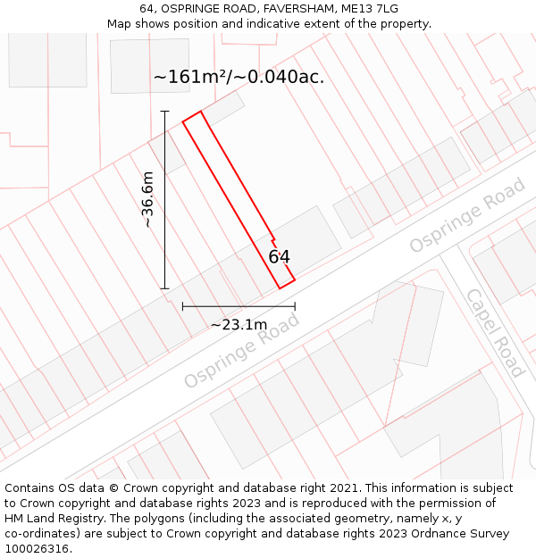 64, OSPRINGE ROAD, FAVERSHAM, ME13 7LG: Plot and title map