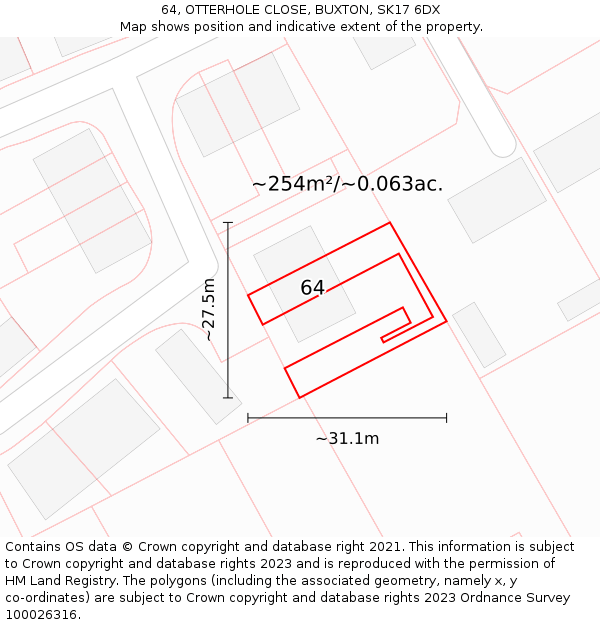 64, OTTERHOLE CLOSE, BUXTON, SK17 6DX: Plot and title map