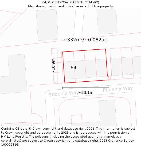 64, PHOENIX WAY, CARDIFF, CF14 4PQ: Plot and title map