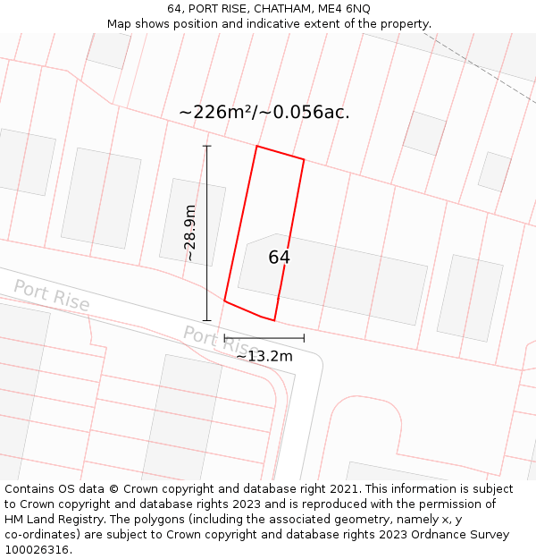64, PORT RISE, CHATHAM, ME4 6NQ: Plot and title map
