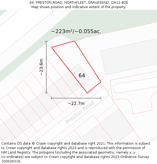 64, PRESTON ROAD, NORTHFLEET, GRAVESEND, DA11 8DE: Plot and title map