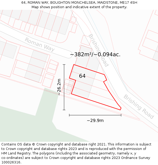 64, ROMAN WAY, BOUGHTON MONCHELSEA, MAIDSTONE, ME17 4SH: Plot and title map
