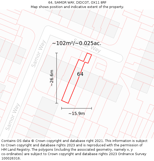64, SAMOR WAY, DIDCOT, OX11 8RF: Plot and title map