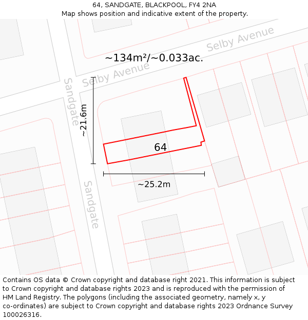 64, SANDGATE, BLACKPOOL, FY4 2NA: Plot and title map