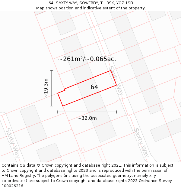 64, SAXTY WAY, SOWERBY, THIRSK, YO7 1SB: Plot and title map