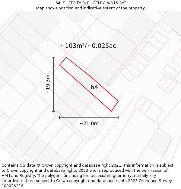 64, SHEEP FAIR, RUGELEY, WS15 2AT: Plot and title map
