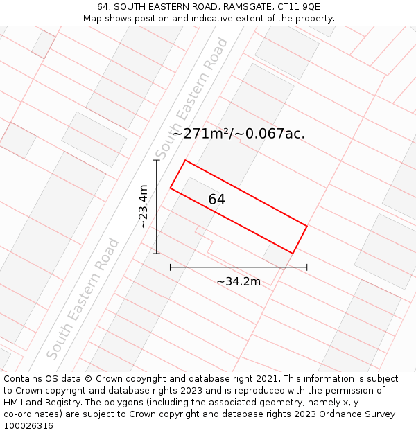 64, SOUTH EASTERN ROAD, RAMSGATE, CT11 9QE: Plot and title map