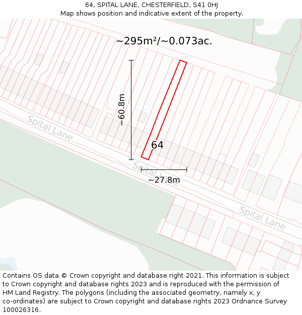 64, SPITAL LANE, CHESTERFIELD, S41 0HJ: Plot and title map